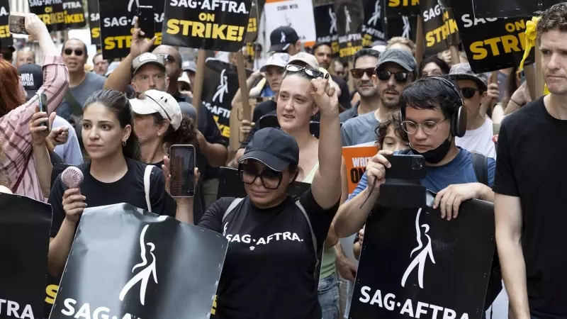 El Sindicato de Actores de Hollywood durante una manifestación en Nueva York, a 17 de julio de 2023.