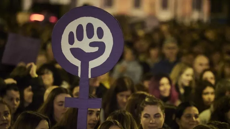Manifestación convocada por el Movimiento Feminista de Euskadi por el 8M en Pamplona, a 8 de marzo de 2023.
