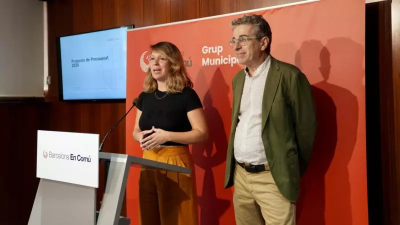 Els portaveus del grup municipal de Barcelona en Comú, Jordi Martí i Janet Sanz