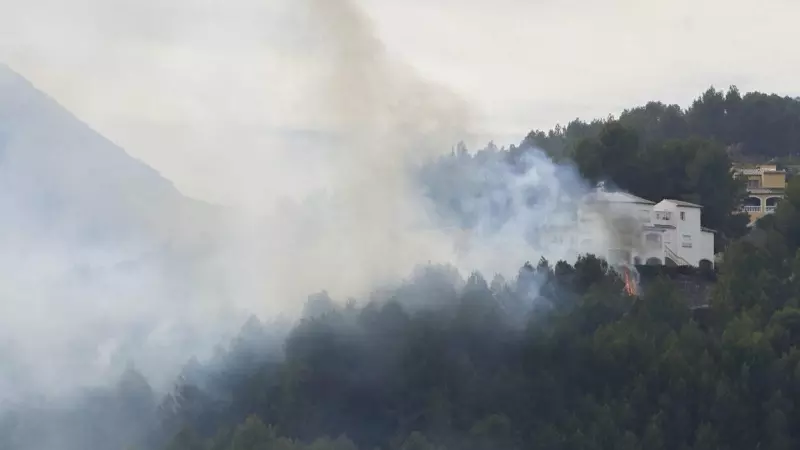 Imágenes del incendio de Montixelvo que ha obligado a desalojar a cerca de 1000 personas en varias poblaciones y urbanizaciones de la zona. EFE/ Natxo Francés
