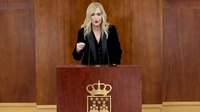 La expresidenta de la Comunidad de Madrid Cristina Cifuentes interviene durante un pleno extraordinario en la Asamblea de Madrid, a 1 de diciembre de 2023, en Madrid.