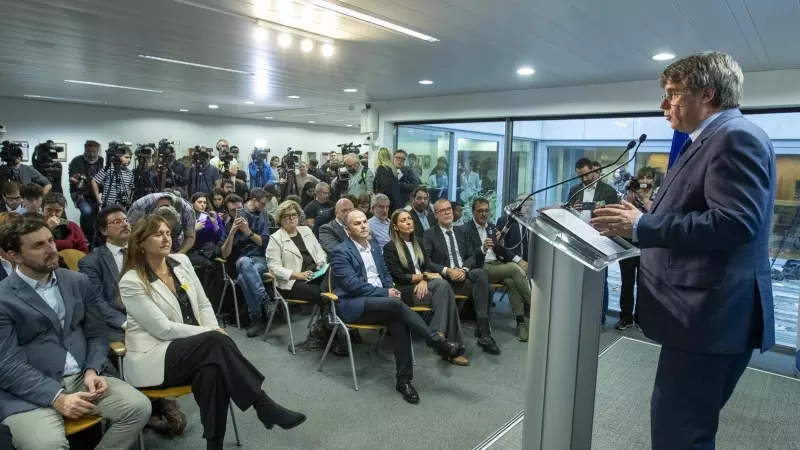 El expresident Carles Puigdemont durante una rueda de prensa en Bruselas, a 9 de noviembre de 2023.