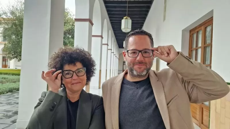 Maribel Mora y José Ignacio García, diputados de Adelante, este martes en el Parlamento de Andalucía.