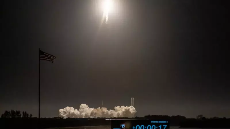 15/2/24 - Vista del lanzamiento del módulo Odiseo, que salió, este 15 de febrero de 2024, con rumbo a la Luna desde Centro Espacial Kennedy de la NASA, en el centro de Florida (EEUU).