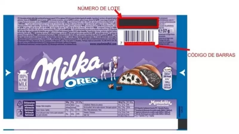 Imagen de una tableta de chocolate de Oreo de la marca Milka.