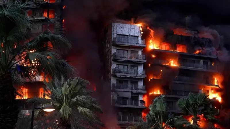 El edificio incendiado en València, a 23 de febrero de 2024.