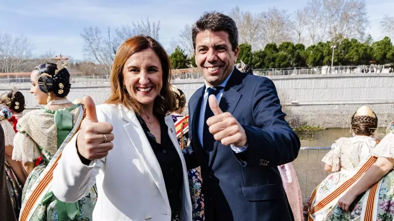 La alcaldesa de València, María José Catalá, y el presidente de la Generalitat Valenciana, Carlos Mazón, en Madrid, a 18 de febrero de 2024.