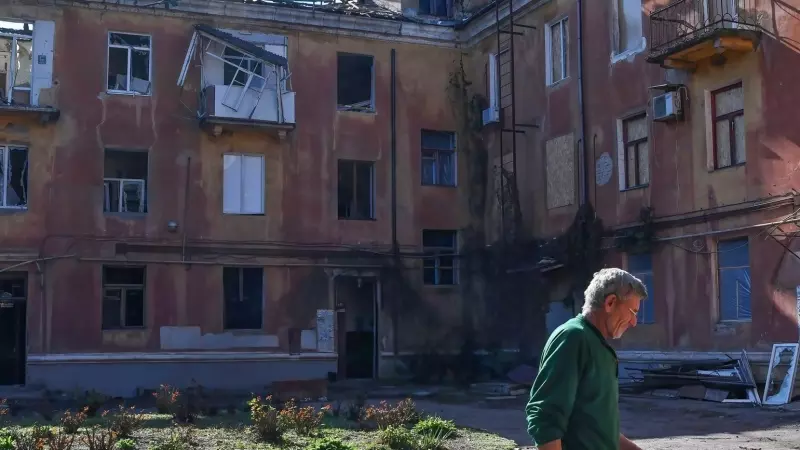 Edificio dañado en Sloviansk