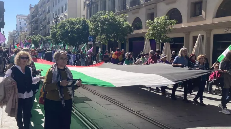 Bandera de Palestina en las calles de Sevilla, este 28F.
