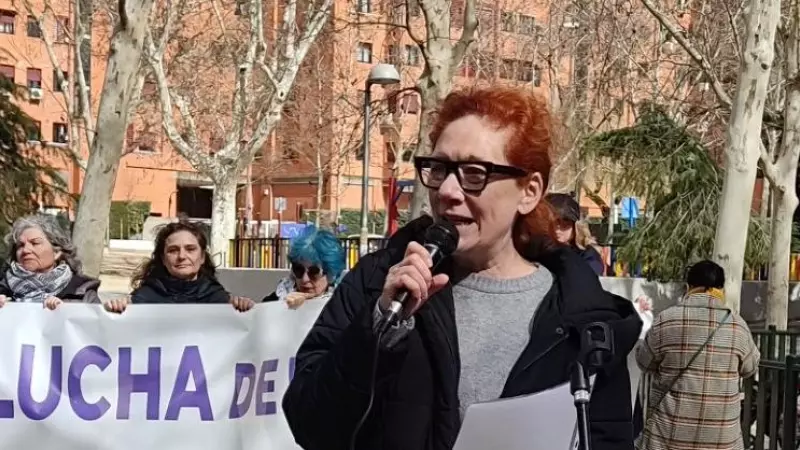 La periodista Cristina Fallarás en el homenaje a las mujeres fusiladas antifranquistas el sábado tres de marzo de 2024, cerca de la cárcel de