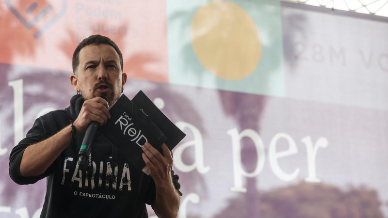 El exvicepresidente del Gobierno y exlíder de Podemos Pablo Iglesias, durante un acto de Unides Podem-Esquerra Unida en València, a 26 de mayo de 2023.