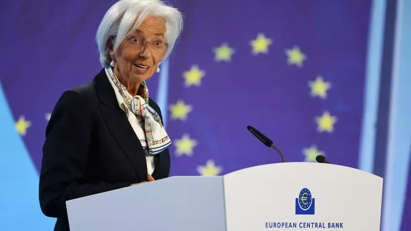 La presidenta del BCE, Christine Lagarde, durante la rueda de prensa tras la reunión del Consejo de Gobierno de la entidad, en su sede en Fráncfort. REUTERS/Kai Pfaffenbach
