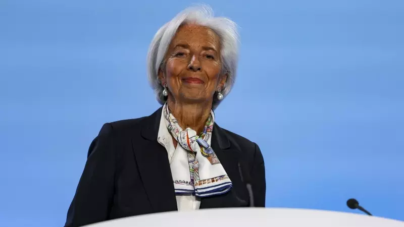 La presidenta del Banco Central Europeo, Christine Lagarde, durante la comparecencia de este jueves.