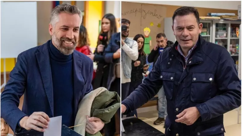 Los dos principales candidatos, el socialista Pedro Nuno Santos (izquierda) y el conservador Luis Montenegro (derecha) votando este domingo.