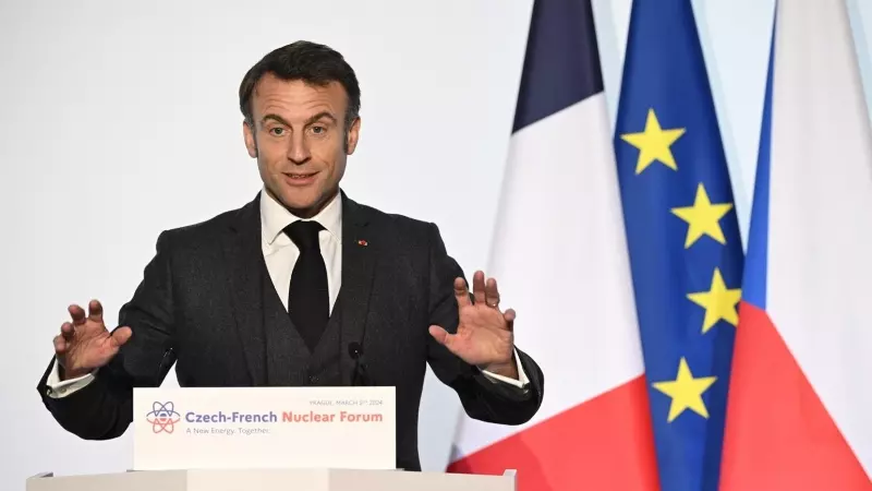 El presidente de Francia, Emmanuel Macron, durante un acto en República Checa, a 5 de marzo de 2024.