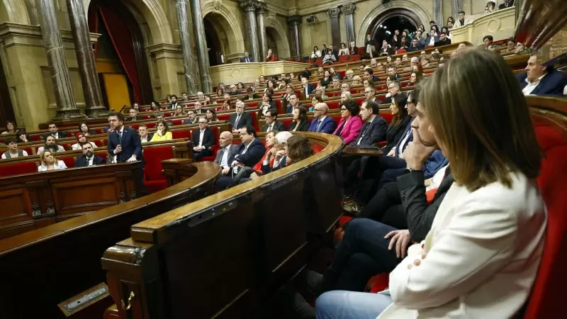 El president Aragonès intervé després de la votació al Parlament de Catalunya en què s'ha tombat els pressupostos de la Generalitat