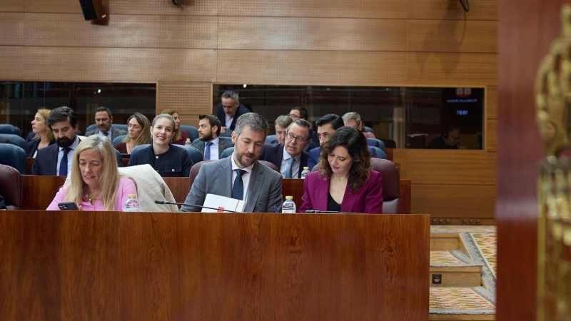 La presidenta del Comunidad de Madrid, Isabel Díaz Ayuso, en la Asamblea de Madrid el pasado jueves 21 de marzo.