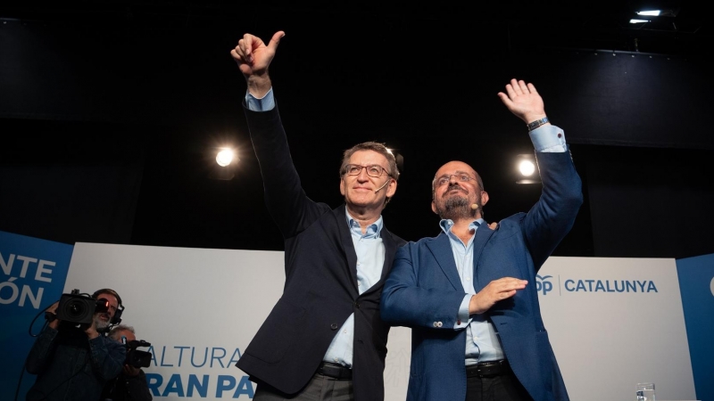 El candidato del PP a las elecciones autonómicas, Alejandro Fernández, y el presidente del partido, Alberto Nunéz Feijóo, a 21 de octubre de 2022.