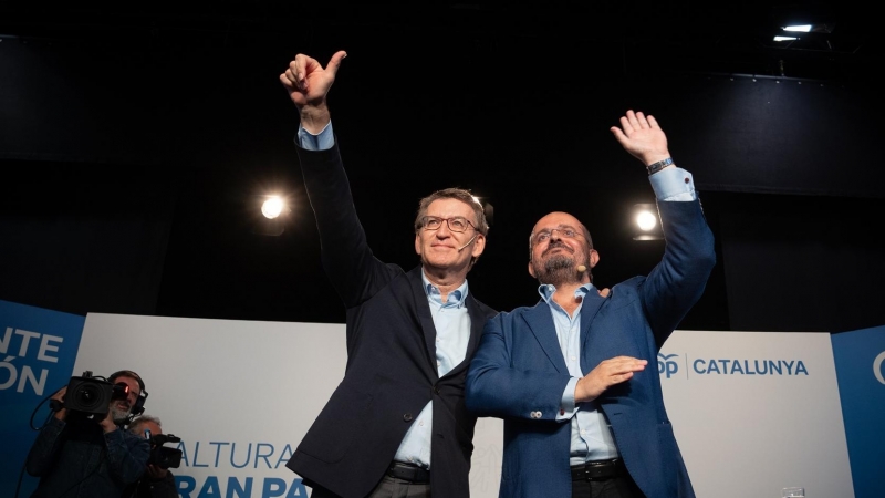 El candidato del PP a las elecciones autonómicas, Alejandro Fernández, y el presidente del partido, Alberto Nunéz Feijóo, a 21 de octubre de 2022.