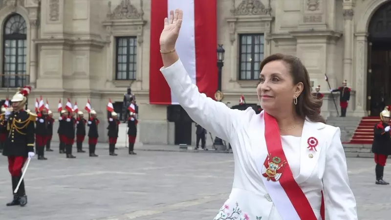La presidenta de Perú, Dina Boluarte, durante un acto en Lima, a 28 de julio de 2023.