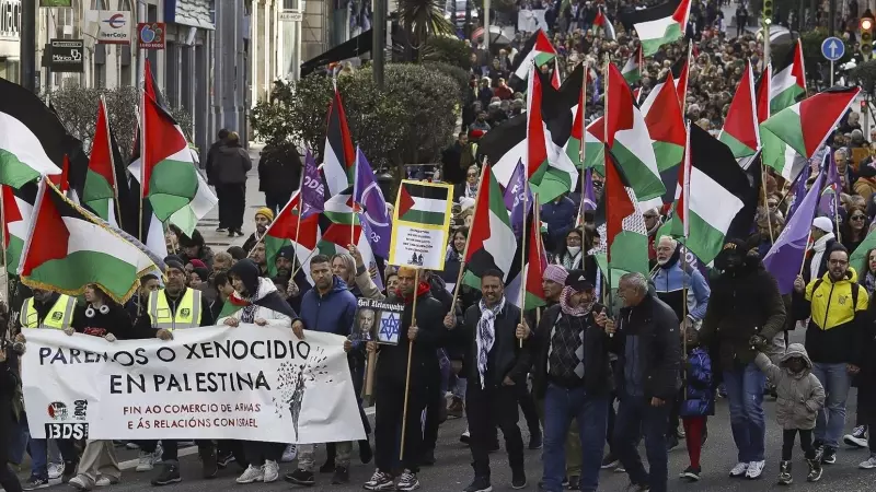 10/24 Manifestación de apoyo a Palestina en Vigo el pasado 20 de enero. Adrián Irago