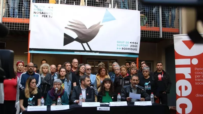 Roda de premsa de suport al periodista Jesús Rodríguez, a l'espai cooperatiu La Comunal de Sants