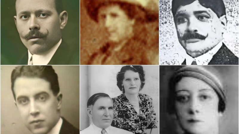 Emilio Pallás, Fermina Oliva, Servando Ovies, Víctor Peñasco, Julián Padró, Florentina Durán y María Josefa Pérez.