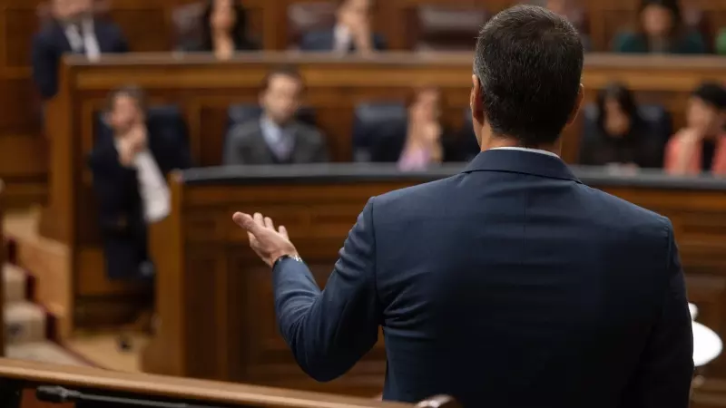 El presidente del Gobierno, Pedro Sánchez, interviene en el Congreso de los Diputados, a 13 de marzo de 2024.