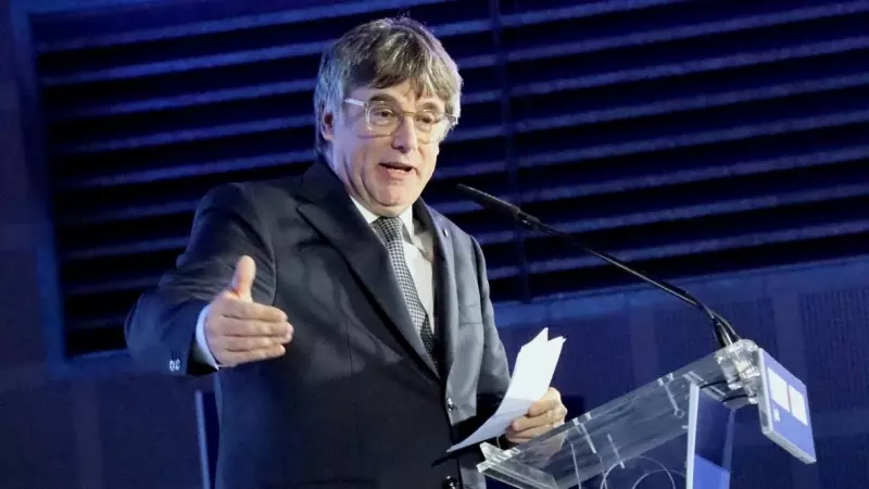 25/04/2024 - Carles Puigdemont durant l'acte d'inici de campanya de Junts per a les eleccions del 12-M, celebrat a Argelers.