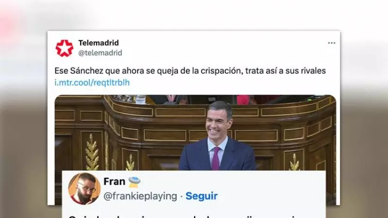 'Luego os quejáis de que os llamen TeleAyuso': el bochornoso tuit de Telemadrid sobre Pedro Sánchez