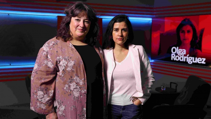 Olga Rodríguez y Virginia P. Alonso en el plató de Público