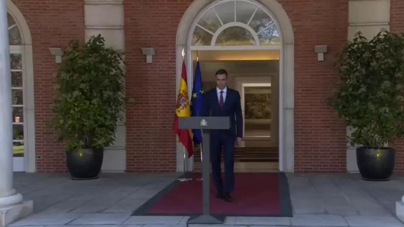 El presidente del Gobierno, Pedro Sánchez, durante su discurso en La Moncloa, en Madrid, a 29 de abril de 2024.
