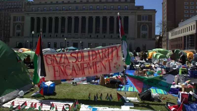 Campamento pro-palestino en la Universidad de Columbia, a 23 de abril.