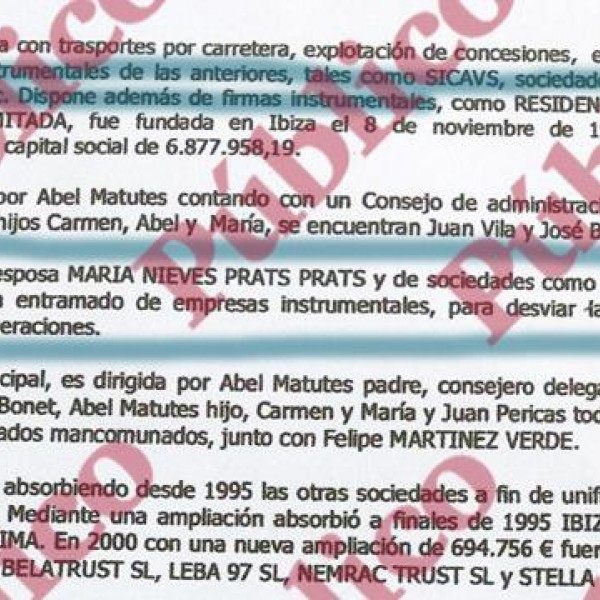 Pág 10 del informe de Villarejo para Cursach donde acusa a Matutes de tener un 'entramado de empresas instrumentales'.