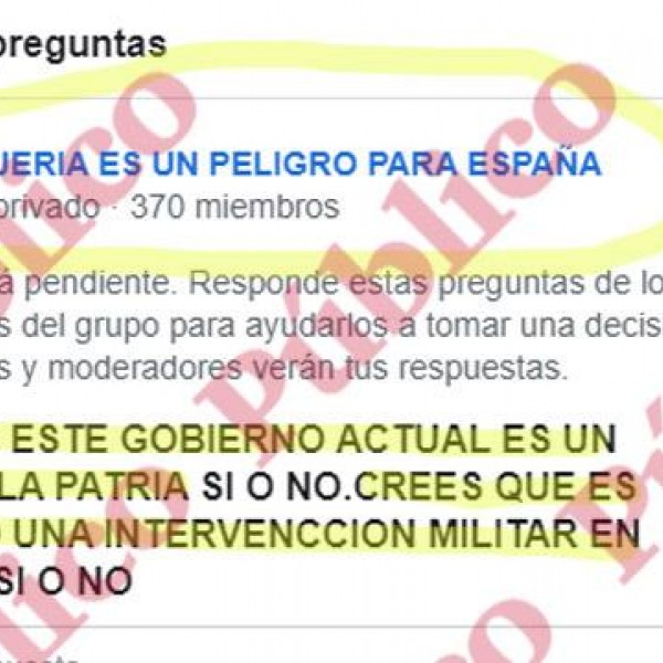 Preguntas a los aspirantes a entrar en el grupo de Facebook 'La rojería es un peligro para España'.