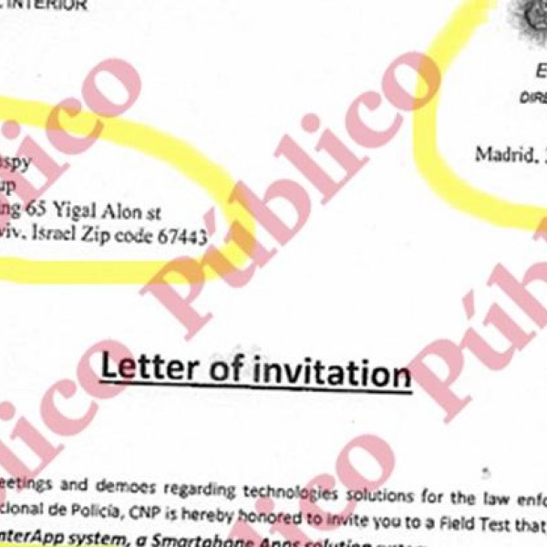 'Letter of Invitation' de Eugenio Pino a los técnicos israelíes para hacer las pruebas de campo del sistema de espionaje de móviles.