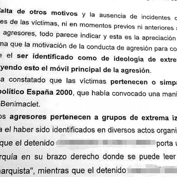 Atestado elaborado por la Brigada Provincial de Información de la Policía Judicial de Valencia.