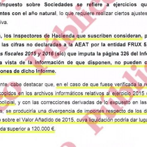 Página 28 del informe de la Agencia Tributaria respondiendo al atestado policial sobre el Grupo Cursach.