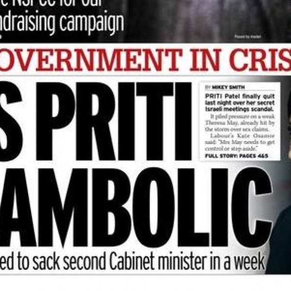 Portada del Daily Mirror con la dimisión de Priti Patel