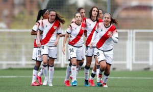 Saray García del Rayo Vallecano celebra un gol durante el Trofeo Villa de Valleca en Madrid. /Archivo /Europa Press