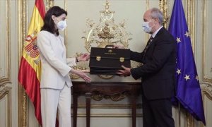 Pilar Llop recibe la cartera de Justicia de la mano del exministro Juan Carlos Campo
