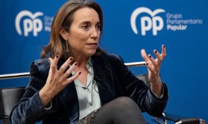 La portavoz parlamentaria del PP, Cuca Gamarra, durante una entrevista con Europa Press, a 28 de diciembre de 2021, en Madrid.