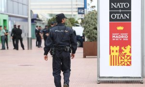 27/06/2022-Agentes del Grupo Especial de Operaciones (GEO) de la Policía Nacional en las instalaciones del recinto ferial IFEMA de Madrid este lunes 27 de junio con motivo de la cumbre de la OTAN que se celebrará en la capital