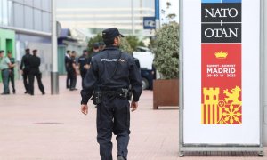 27/06/2022-Agentes del Grupo Especial de Operaciones (GEO) de la Policía Nacional en las instalaciones del recinto ferial IFEMA de Madrid este lunes 27 de junio con motivo de la cumbre de la OTAN que se celebrará en la capital