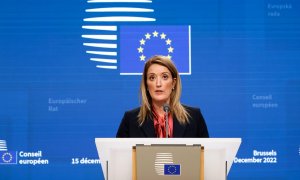 La presidenta del Parlamento Europeo, Roberta Metsola, en Bruselas a 15 de diciembre de 2022