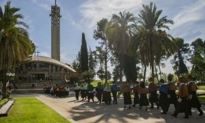 Un grupo de académicos desfilan con toga y birrete en el inicio del acto de apertura del curso académico 2019/2020 en el Campus de Rabanales de la Universidad de Córdoba.