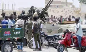 Miembros del Ejército sudanés en la ciudad de Puerto Sudán, a 16 de abril de 2023.