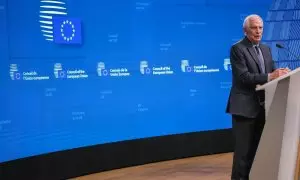 El Alto Representante de la Unión Europea para Asuntos Exteriores y Política de Seguridad, Josep Borrell, ante los medios de comunicación tras el Consejo de Asuntos Exteriores en el Consejo Europeo en Bruselas, Bélgica, el 11 de diciembre de 2023.