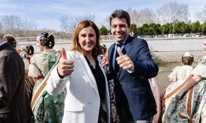 La alcaldesa de València, María José Catalá, y el presidente de la Generalitat Valenciana, Carlos Mazón, en Madrid, a 18 de febrero de 2024.
