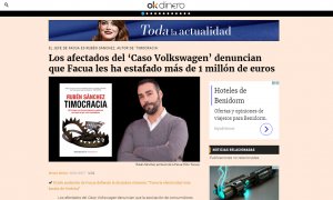 La falsa noticia de OKdiario contra FACUA, presentada en el suplemento económico del medio digital de Eduardo Inda.